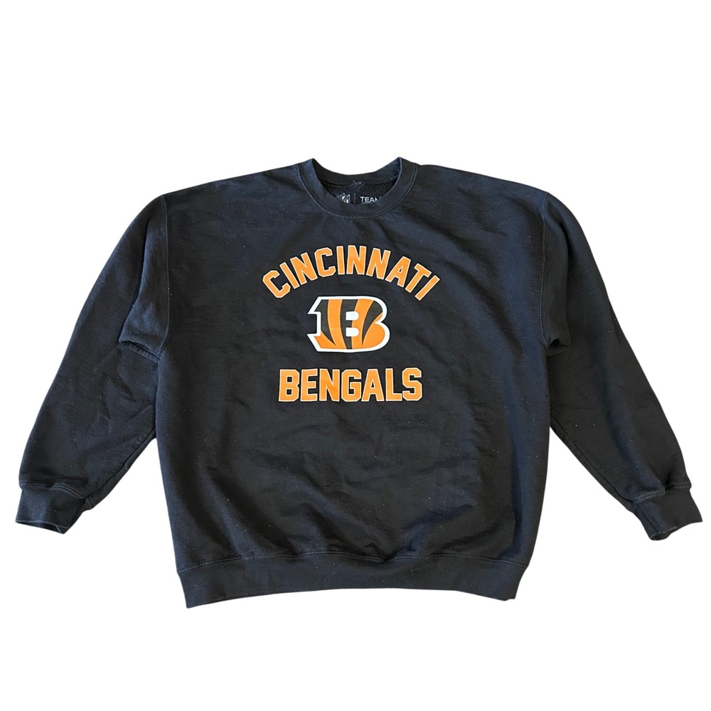 NFL Cincinnati Bengals Crewneck Sweatshirt Black Graphic Pullover Mens Large